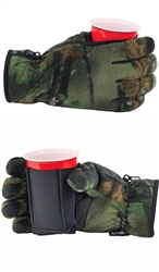 The Ultimate Pair of Drinking Gloves with Stow Away Coozie -Camo
